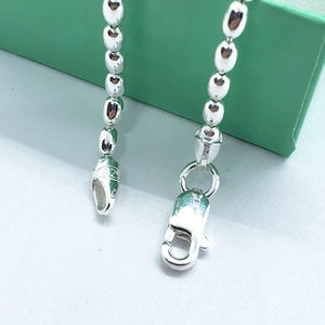 925 Sterling Silver Oval Pallini Bead Ball Chain