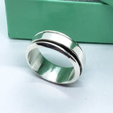 925 Sterling Silver Polished Flat Spinner Band Ring