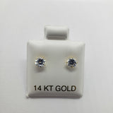 14K Gold CZ Stud Earrings with Basket Setting