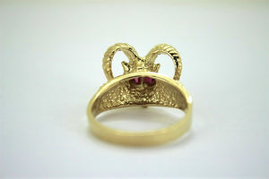 10K Solid Yellow Gold Ram Ring