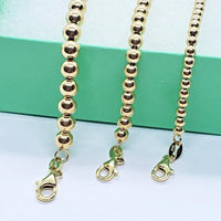 14K Yellow Gold Hollow Bead Chain Bracelet