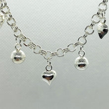 Load image into Gallery viewer, 925 Sterling Silver Hearts and Bells Anklet Bracelet Chain
