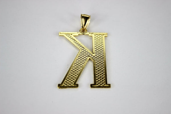 LOVEBLING 10K Yellow Gold Diamond Cut A to Z Alphabet Initial Letter Charm  Pendant (Medium Size) (Z) (1.17) 