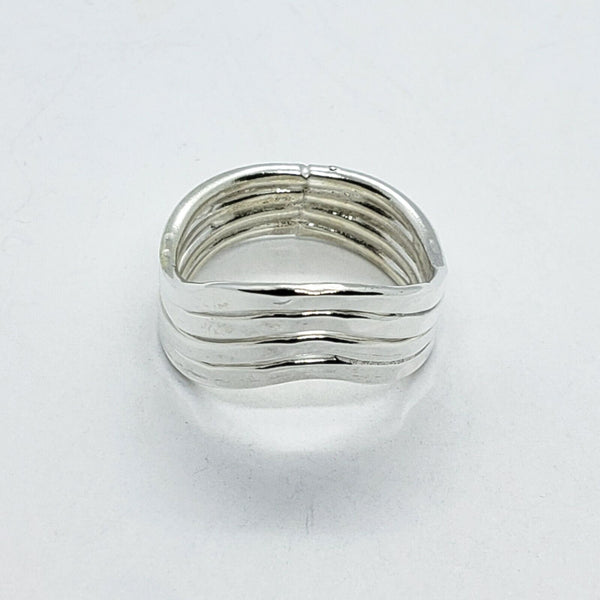 925 Sterling Silver Wire Wrap Hammered Curves Ring 7.5