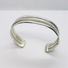 Load image into Gallery viewer, 925 Sterling Silver Flat Wire Cuff Bracelet with 2 Ropes Design
