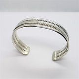 925 Sterling Silver Flat Wire Cuff Bracelet with 2 Ropes Design