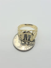 Load image into Gallery viewer, 10K Solid Yellow Gold Round Initial Letter Signet Ring
