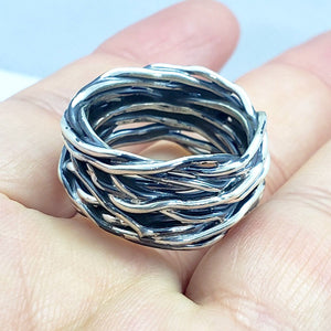 925 Sterling Silver Heavy Solid Wrapped Wire Ring