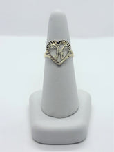 Load image into Gallery viewer, 10K Solid Yellow Gold Heart Cursive Initial Letter Ring
