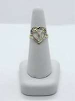 10K Solid Yellow Gold Heart Cursive Initial Letter Ring