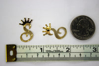 10K Yellow Gold Diamond Cut Initial Letter Stud Earrings Handmade
