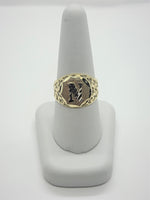 10K Solid Yellow Gold Round Initial Letter Signet Ring