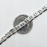 925 Sterling Silver Diamond Cut Flat Mariner Chain