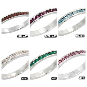 925 Sterling Silver Eternity Birthstone Band Ring