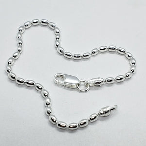 925 Sterling Silver Oval Pallini Bead Ball Chain