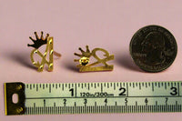 10K Yellow Gold Diamond Cut Initial Letter Stud Earrings Handmade