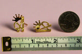 10K Yellow Gold Diamond Cut Initial Letter Stud Earrings Handmade