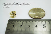 10K Yellow Gold Nugget Round Stud Earrings
