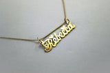 10K Yellow Gold Name Pendant Necklace Chain with Heart Design