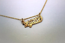 Load image into Gallery viewer, 10K Yellow Gold Name Pendant Necklace Chain with Flower Design
