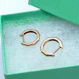 14K Gold Octagonal Huggie Hoop Earrings