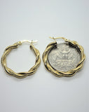 10K Yellow Gold Round Twisted Hoop Earrings