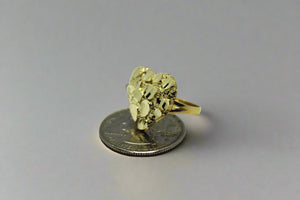 10K Solid Yellow Gold Heart Nugget Ring