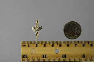 10K Yellow Gold Diamond Cut Angel Pendant