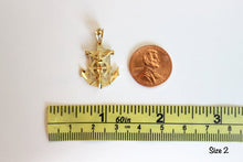 Load image into Gallery viewer, 10K Yellow Gold Diamond Cut Jesus Crucifix Anchor Mariner Pendant
