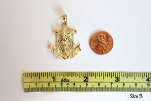 Load image into Gallery viewer, 10K Yellow Gold Diamond Cut Jesus Crucifix Anchor Mariner Pendant
