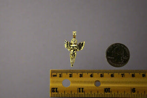 10K Yellow Gold Diamond Cut Angel Pendant