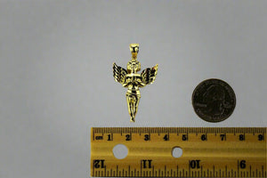 10K Yellow Gold Diamond Cut Angel Pendant