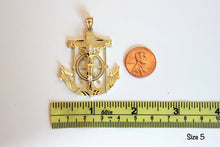 Load image into Gallery viewer, 10K Yellow Gold Diamond Cut Jesus Crucifix Anchor Mariner Pendant
