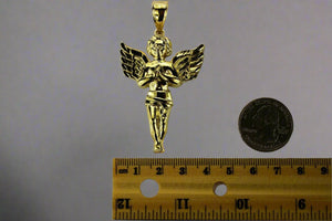 10K Yellow Gold Diamond Cut Angel Pendant