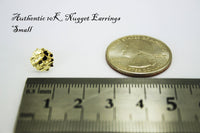 10K Yellow Gold Nugget Round Stud Earrings