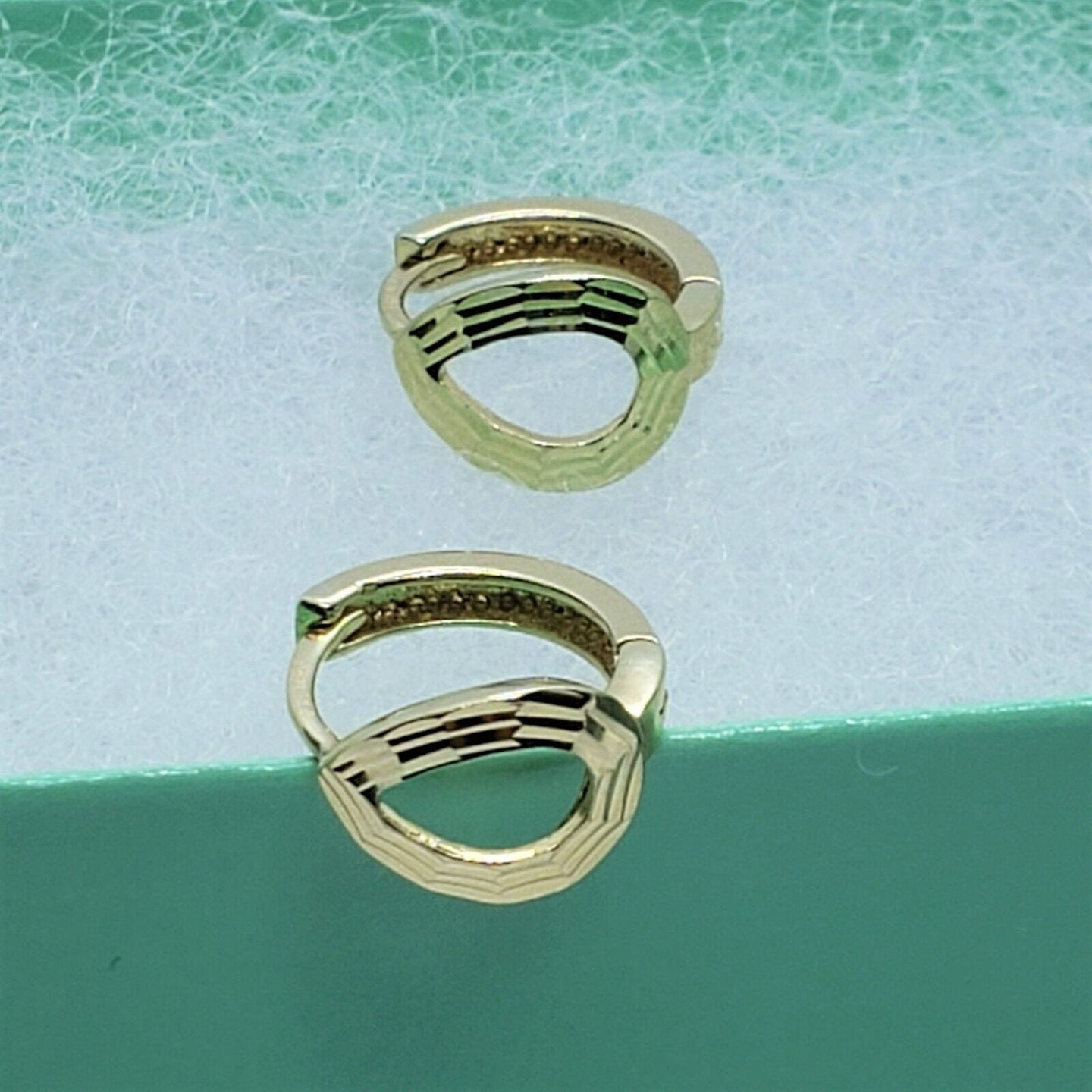 14K Gold Teardrop Huggie Hoop Earrings