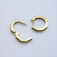 14K Gold Octagonal Huggie Hoop Earrings