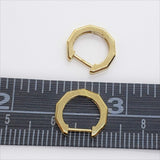 14K Gold Octagonal Huggie Hoop Earrings