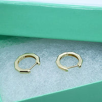 14K Gold Octagonal Huggie Hoop Earrings
