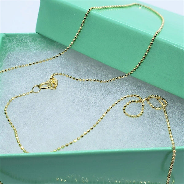 14K Solid Yellow White Rose Gold Bead Chain