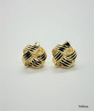 14K Yellow Tri-Color Gold Pinwheel Stud Earrings