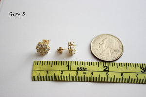 10K Yellow Gold Flower Stud Earrings with CZ