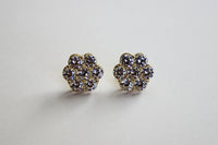 10K Yellow Gold Flower Stud Earrings with CZ