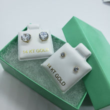 Load image into Gallery viewer, 14K Yellow White Gold CZ Cubic Zirconia  2mm~9mm with Screw Back Stud Earrings
