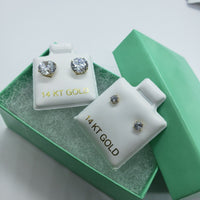 14K Gold CZ Stud Earrings with Basket Setting
