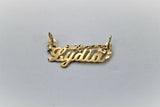 14K Yellow Gold Name Pendant Necklace Chain with Flower Design