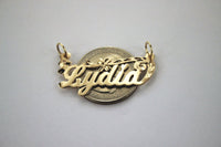 14K Yellow Gold Name Pendant Necklace Chain with Flower Design