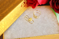 14K Yellow Heart Ear Cuff Earrings