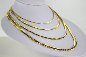 14K Yellow Gold Solid Miami Cuban Chain